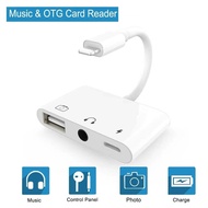 3-In-1 Lightning to 3.5mm Headphone Audio USB Camera Female OTG Adapter Cable