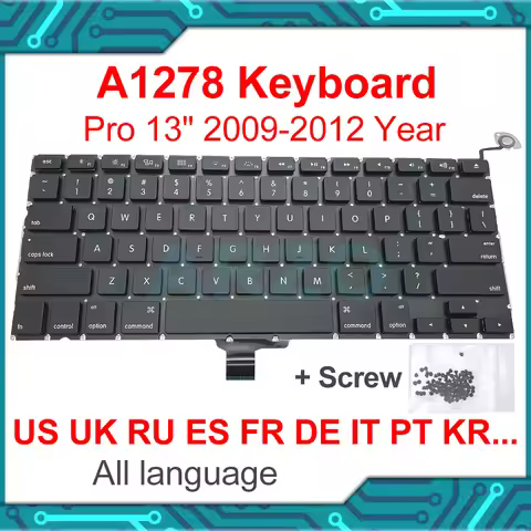 Laptop Keyboard For Macbook Pro 13" A1278 keyboard US UK Russian French Spain German Italian Korean 