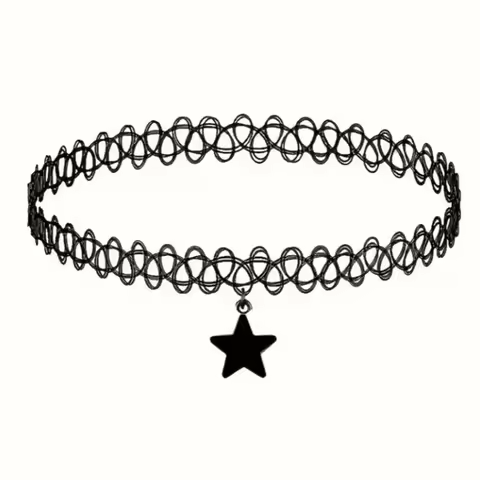 Short Black Choker Necklace for Women Girl Star Sun Butterfly Design Fish Line Necklace Gift for Fri