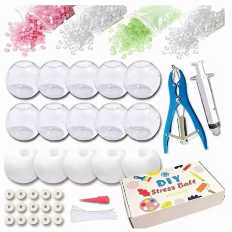 TPR DIY Ball Shell Kit Round Refillable DIY Stress Ball Making Kit Transparent Tear Resistant Stress