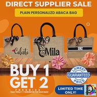 PDP BUTTON STRING CLOSURE Personalized Burlap Abaca Tote Bag - CHAT NAME - FREE TWILLY, FREE SCRUNCHIE