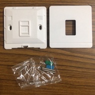 AMPCOM High Quality 1-Port Faceplate Wall Socket RJ45 RJ11 Networking Telephone Socket Outlet