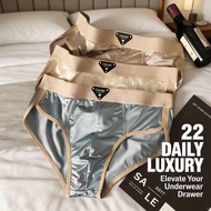 3PCS/Lot 37.5-92.5kg Comfort Satin Underwear Luxury Mid-Waist Smooth Men's Triangle Underwear Fashio