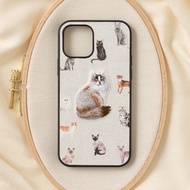 立體刺繡手機殼 iPhone 12/12pro PBAT PU合成皮革 貓咪x米白