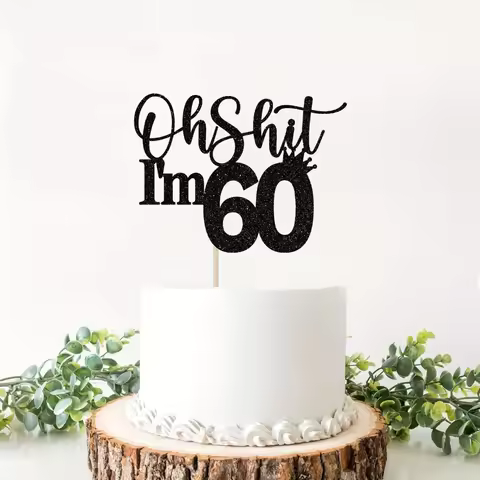 1pc 60th Birthday Cake Topper, Happy 60th Birthday Cake Decorations,Funny 60th Birthday Party Decora