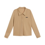 เสื้อเชิ้ตคอปกพับแขนยาวผ้าฝ้ายแท้สองด้านสำหรับผู้หญิง Aimer Chuang CA451611 ทรงตรง ปกติ ฤดูใบไม้ผลิ