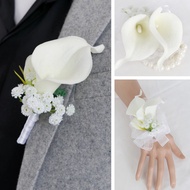 Artificial Wedding Wrist Corsage & Corsage - Delicate Fake Flowers for Bridesmaids, Groomsmen, Weddi