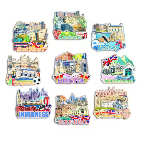Belfast Cambridge Oxford lnverness Windermere Brighton Jersey Bristol Leeds UK Fridge Magnet Travel 