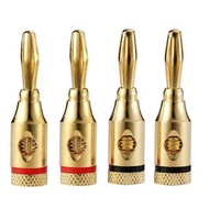 全新 免焊接 喇叭香蕉插頭 (4件裝, 鍍金) | 輕鬆DIY音響安裝 Solderless Speaker Banana Plugs (4-Pack, Gold-Plated) - Easy DIY