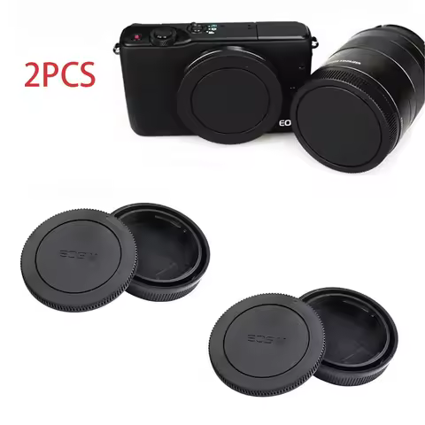 Camera Front Body Cap + Rear Lens Cap for Canon EOS M EOSM M2 M3 M5 M6 Mark II M10 M50 M100 M200 and