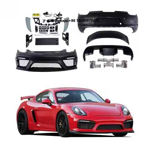 For 987 Boxster Cayman Body Kit 987 Updated for Style Front & Rear Bumper with Spoiler Diffuser & Ex