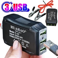 Universal 3 USB Ports Mobile Phone Charging Adapter Car Battery Power Converter High Efficient Power