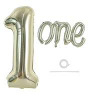 40 Inch Giant Light Gold Number 1 Balloon,Mylar Foil Script Cursive Letter ONE Balloon Banner for Bo