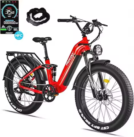 Electric Bike for Adults 1600W Power Motor 48V 20AH Ebike, up to 35MPH & 90Miles Max Range, 26'' Fat