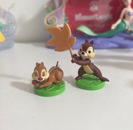 日本絕版罕見Chip n Dale 鋼牙與大鼻奇奇蒂蒂公仔杯緣小擺設。Disney扭蛋