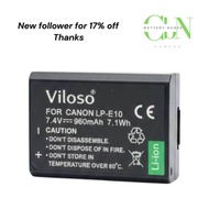 Viloso Canon LP-E10 lpe10 E10 e10 LCD Dual Type-C Charger OR Camera Battery LP-E10