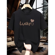 Men's & 's Cotton Lucky Character T-Shirt - Lucky joyful Face & Lucky Number 8 Print, Soft
