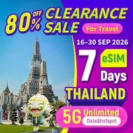 [Clearance Sale | Exp 30 Sep] Esim 7 Days Thailand unlimited data Esim Card【4G 5G High Speed Data】Tr