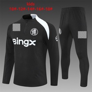 Kids Sportswear Player Version 2025/26 Sweatshirt Long Sleeves Black Tracksuits + Long Pants Chelsea