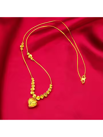 24K Gold Watermelon Heart Bracelet & Necklace Women's AU999 - 24K forged/AU999 certified, versatile 