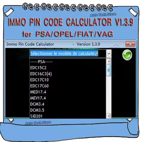 IMMO Pin Code Calculator V1.3.9 for Psa/Opel/Fiat/Vag