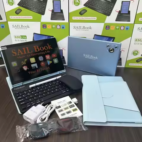 Newest 10.1 Inch Android 14 AI Tablet PC 12+256GB Sailbook B30 Lite With Keyboard Mouse 5G 2 Sim WIF