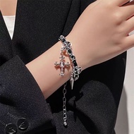 Y2K Aesthetic Cross Bracelet, Luxury Adjustable Cuff, Elegant Baddie Wristwear, Trending Y2K Jewelry