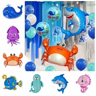 ELLSWORTH Ocean Animal Aluminum Foil Balloon, Octopus/Shark/Crab/Whale/Shell/Sea Lion Lantern Fish/Sea Snail/Seahorse Kids Birthday Party Decoration, Cartoon Baby Shower Supplies
