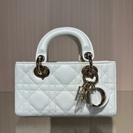 DIOR迪奧 Lady D-Joy 淺金白色羊皮戴妃包 超迷你