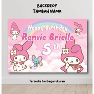 Backdrop MY MELODY SANRIO BACKGROUND BANNER DECORATION WRITING BANNER HAPPY BIRTHDAY HBD BIRTHDAY BI