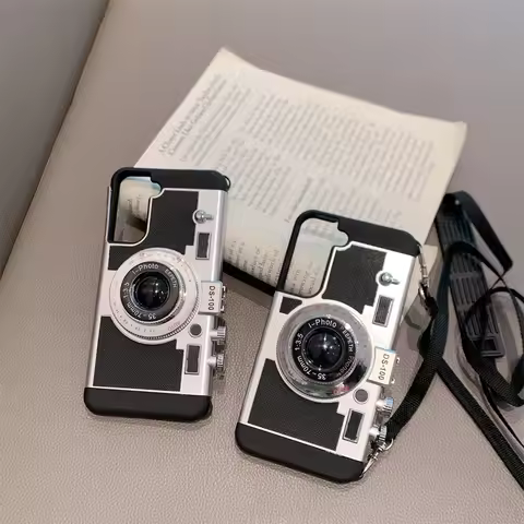 Emily In Paris 3D Retro Camera Leather Case for Samsung Galaxy S21 S22 Plus S23 Note 20 Ultra S22Ult