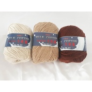 MILK COTTON WOOL 3ply Knit Yarn Soft Yarn Crochet Yarn Benang Kait - Brown Series