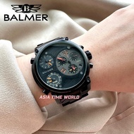 [Original] Balmer 7859G BK-401 Chronograph Men's Watch with Three Time Zones Black Stainless Steel