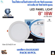 โคมไฟดาวน์ไลท์ LED โคมฝังฝ้า LED ดาวไลท์ LED หลอดไฟledเพดาน โคมไฟติดเพดาน LED ไฟเพดานบ้าน led หลอดไฟดาวน์ไลท์ แบบกลม 8 นิ้ว 18W แสงสีขาว (10 ชุด)