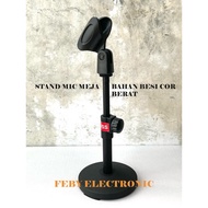 Mic Stand, round cast iron table, standing mic tripod