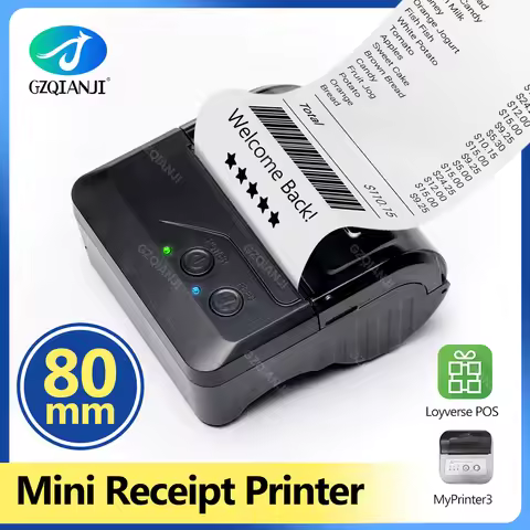 80mm Mini Thermal Printer Portable Handheld POS Bluetooth Bill 3" Receipt Machine Loyverse for Andro