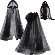 Hooded Gauze Cloak - Witch & Vampire Bride Halloween Costume for Adults