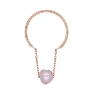 A.CEMI Pearl Drop Ring (Free Size) แหวนมุกแท้ แหวนเงินแท้ ชุบทอง 18K โรสโกลว์