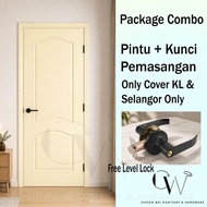 Solid Wood Door /Pintu Kayu /Permasangan /Pintu Kayu Solid /Pintu Bilik /Custom Size /Pintu Rumah