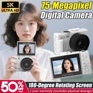 2025 New HD 5K Digital Camera 75MP CCD 180°Flip Screen 18X Auto Zoom Portable Selfile Camera Small 4