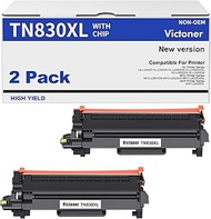 TN830XL TN830 Toner Cartridge for Brother Printer with Chip Replacement for Brother TN-830XL TN-830 TN 830XL 830 for HL-L2460DW HL-L2400D HL-L2405W HL-L2480DW MFC-L2820DW Printer Black Ink (2-Pack)