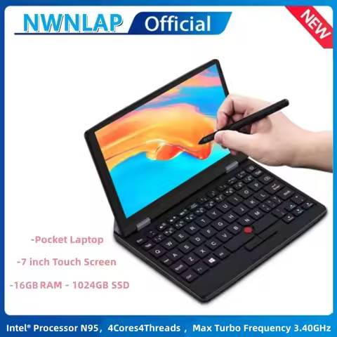 7 Inch Mini Laptop 16G 1TB N95 Notebook IPS Touch Screen Portable Netbook Win 11 Pro Mini PC Micro C