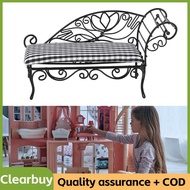 clearbuy-my Keenso Dollhouse Miniature Bed Iron Daybed Vintage Metal for Decorative Mini Furniture S