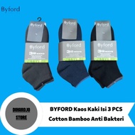BYFORD Men's Antibacterial Ankle Short Socks, 3 Pieces Cotton Bamboo