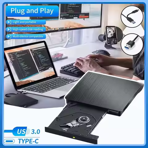 2 in1 USB 3.0 Type C External CD DVD Drive CD/DVD Player Burner Reader Optical Drive External CD RW 