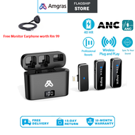Amgras SoundMeta Ⅲ ANC Wireless Lavalier Microphone Wireless With Active Noise Cancelling Dual-Chann