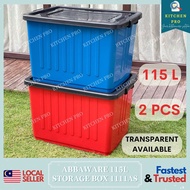 𝐊𝐈𝐓𝐂𝐇𝐄𝐍 𝐏𝐑𝐎 | 🔥2PCS 115L🔥 ABBAWARE Storage Box With Wheels 1111AS/1111 / Red Blue Transparent Box / Kotak Simpan Barang