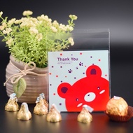 100pcs Red Bear Kuih Raya Packaging Cookies Wrapper Plastic Bag or Biscuit Packaging Doorgift Birthday Wedding