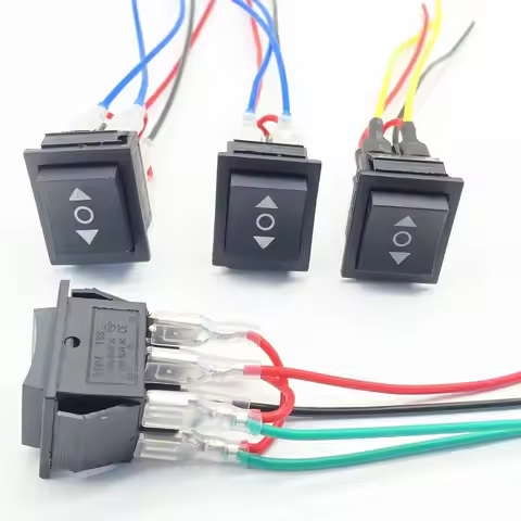 Wired 20A 12V - DC Motor Polarity Reversing Rocker 3 Position DPDT Momentary Automatic Reset Switch