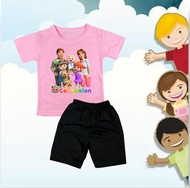 YVF - BAJU KAOS SETELAN ANAK CELANA PENDEK MOTIF BLIPPI / COCOMELON / PINKFONG HOGI
